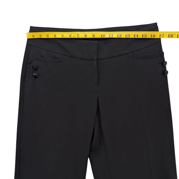 Cache Cropped Pants Womens Black Straight Leg Cuffed Flat Front Size 8 - Picture 8 of 12